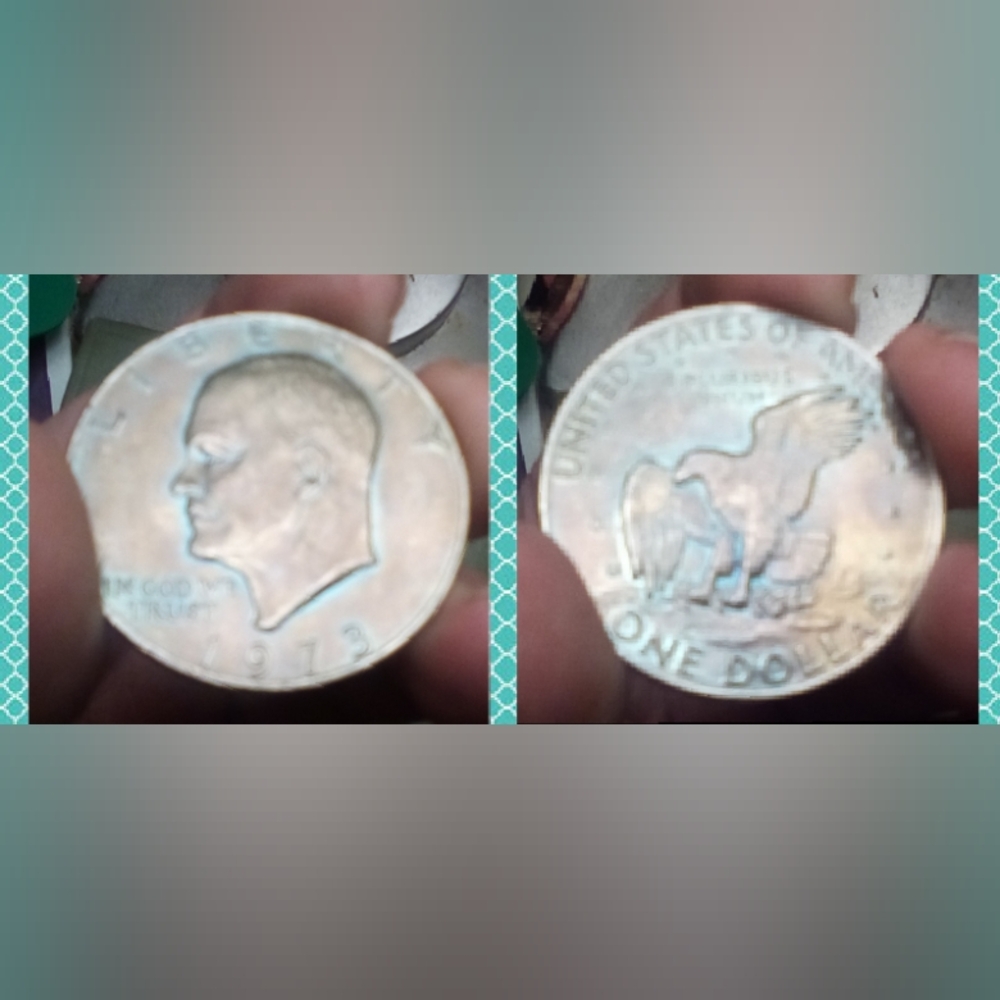 1973 Eisenhower Dollar Coin (Blue Tone)